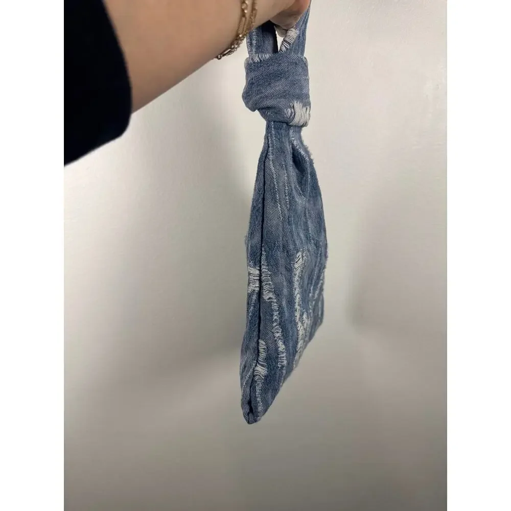 Dolce Vita Distressed Denim Knot Wristlet Pouch, OS
